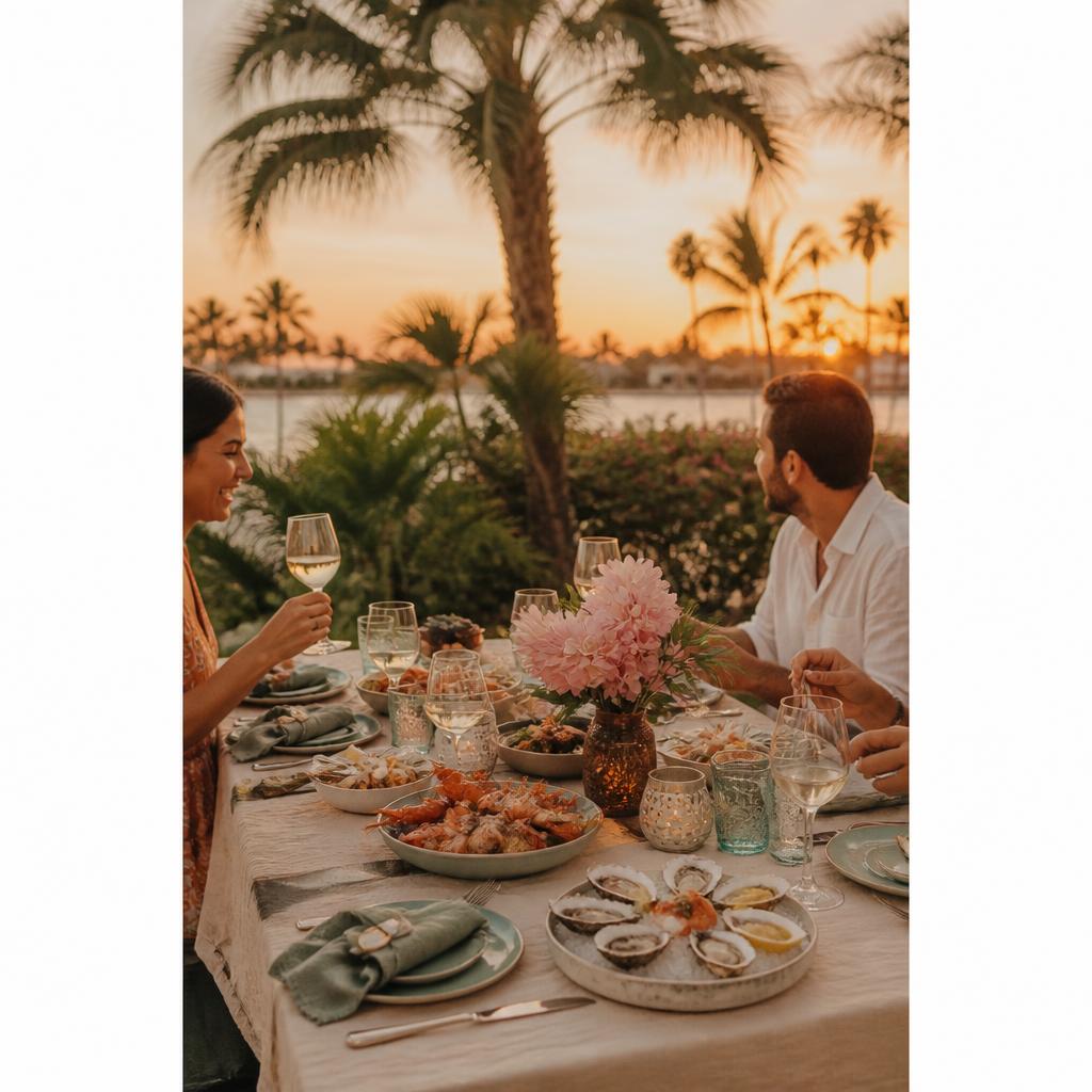 A bright restaurant table set for a meal in Boca Raton